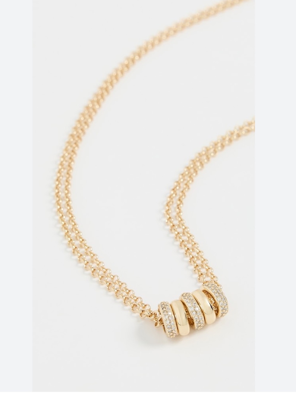 Roxanne Assoulin Gold Chain Necklace with Pavé Rings
